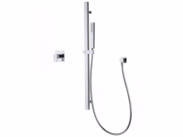 Square-section sliding bar - Wall-mounted brass shower panel with hand shower by Tender rain - view 3